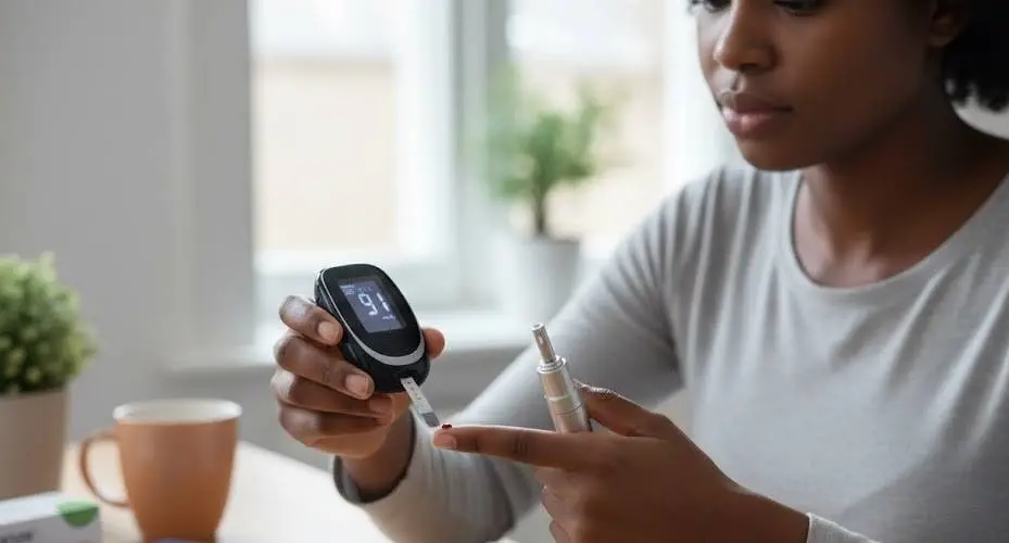 Patient taking diabetes test