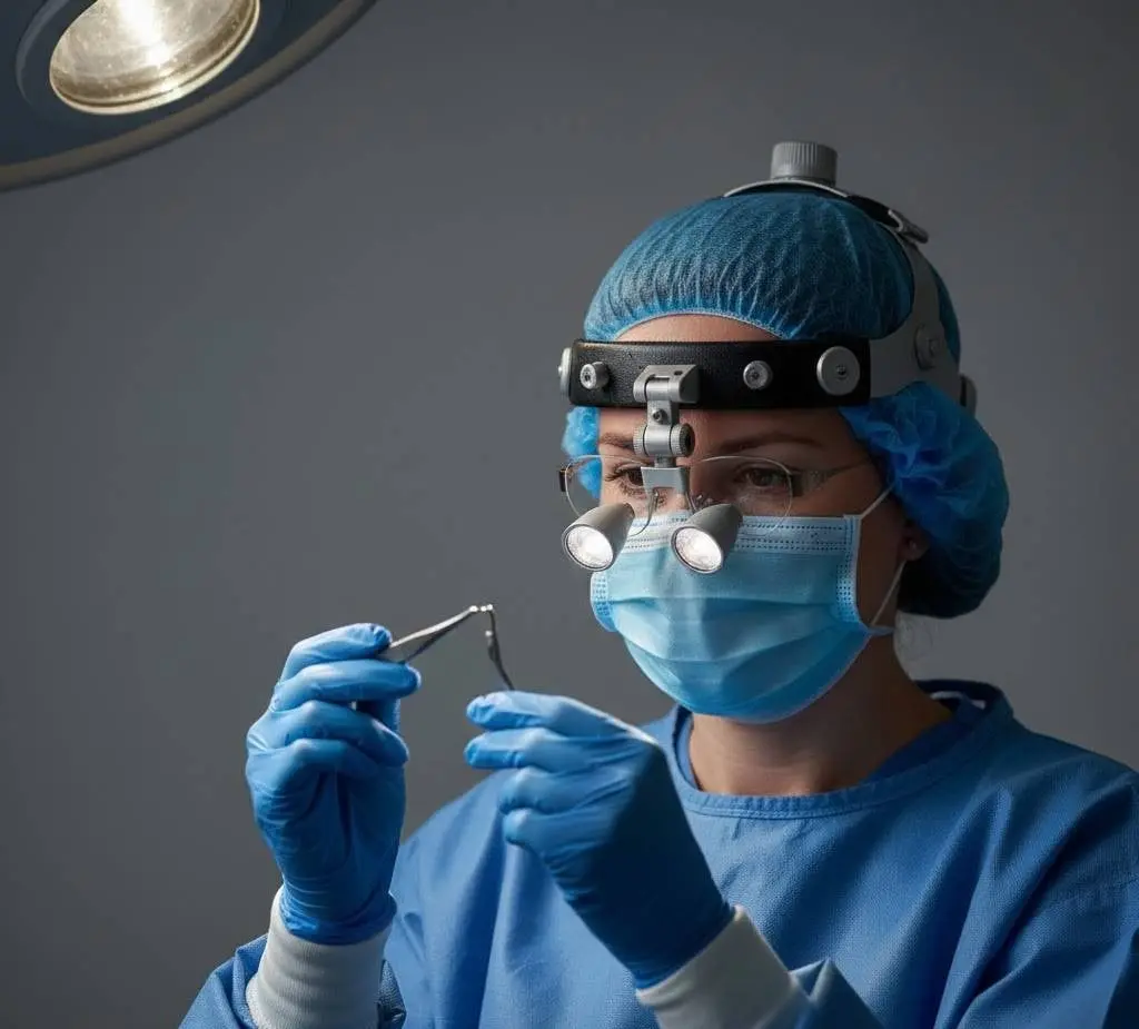 Surgeon with professional equipment