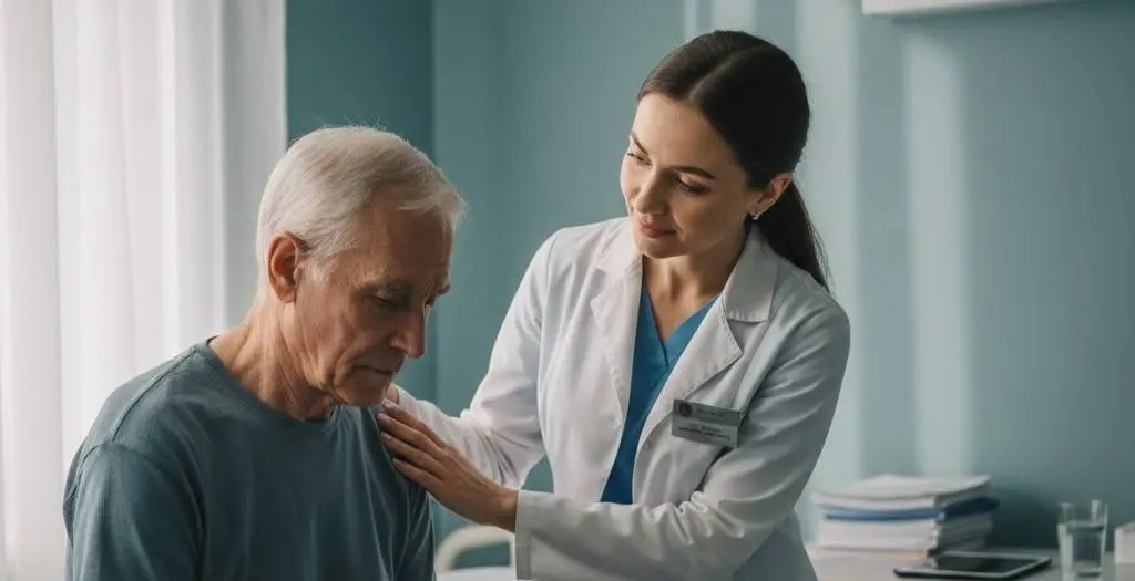 Doctor supporting patient