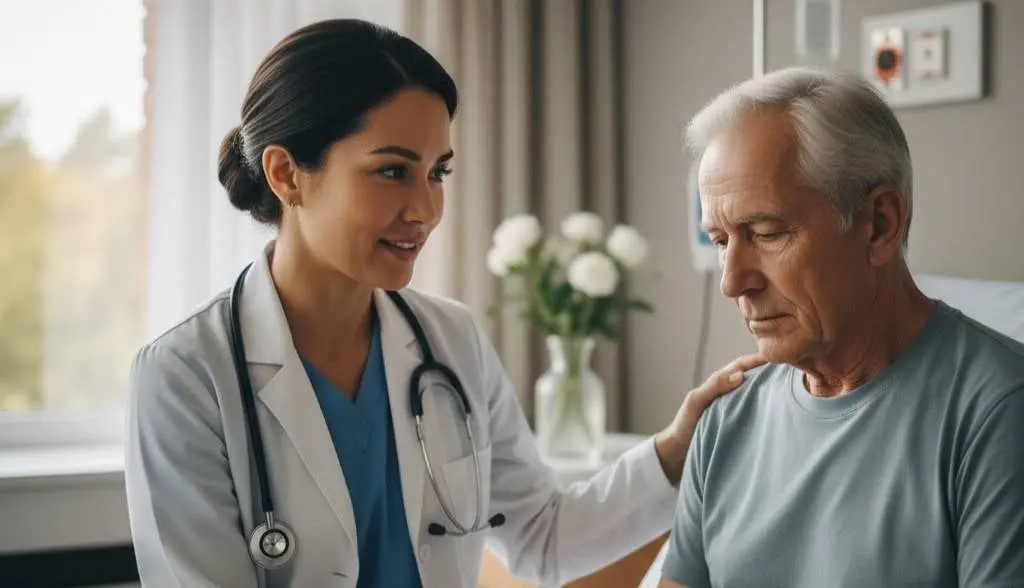 Doctor supporting patient