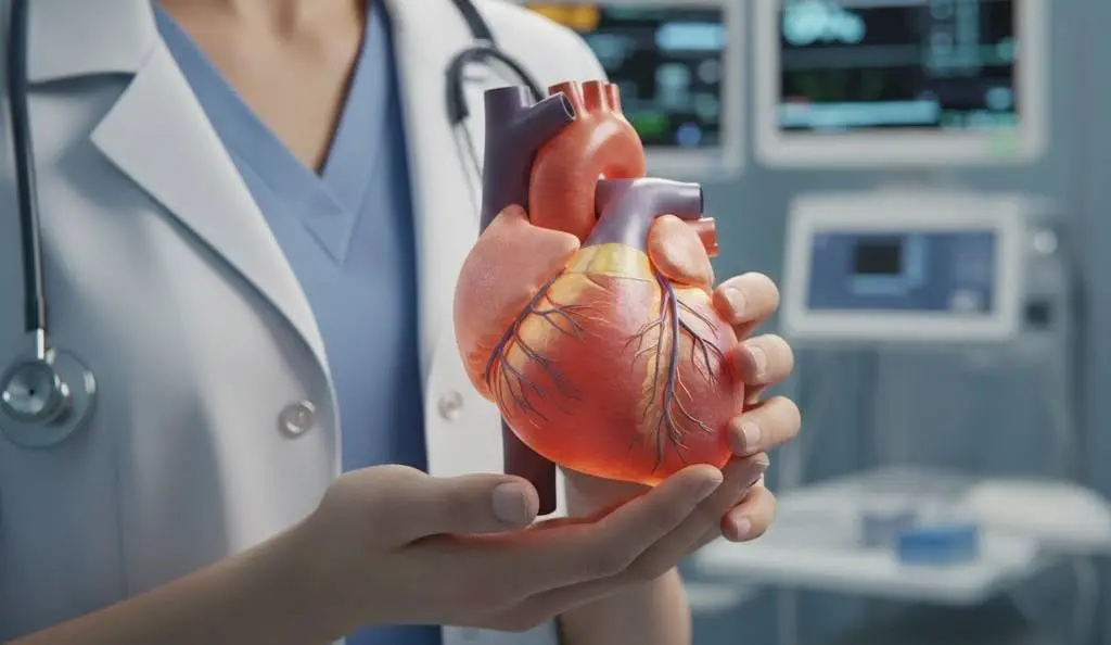 Doctor holding heart model
