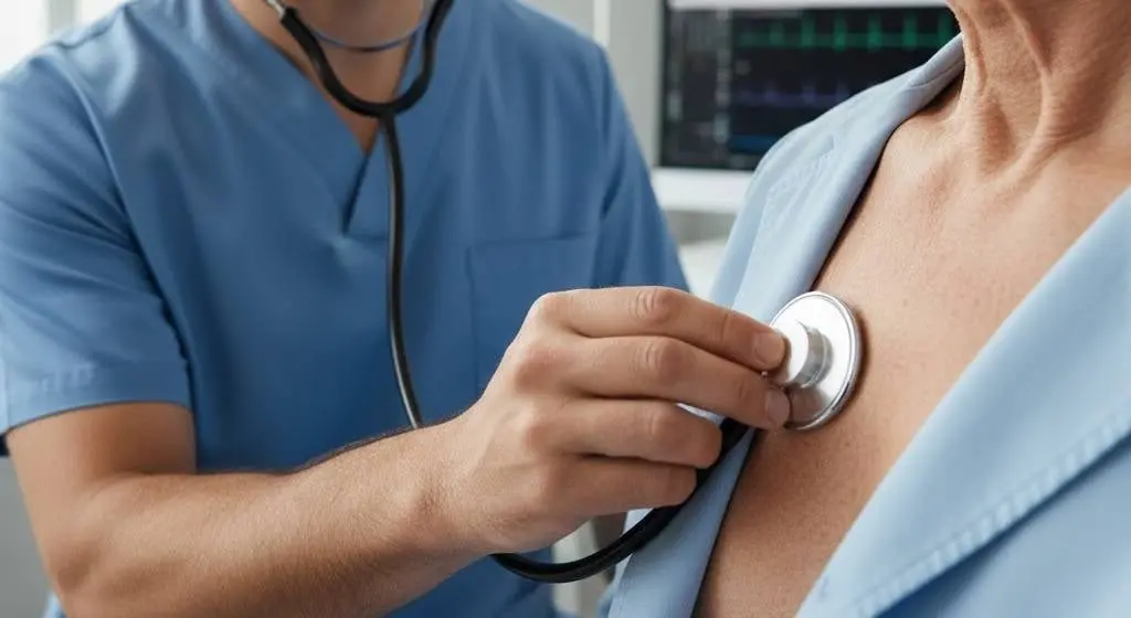 Doctor examining patient with a stethoscope
