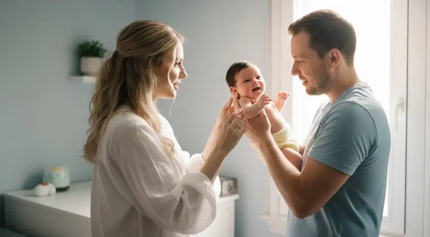 Couple holding baby