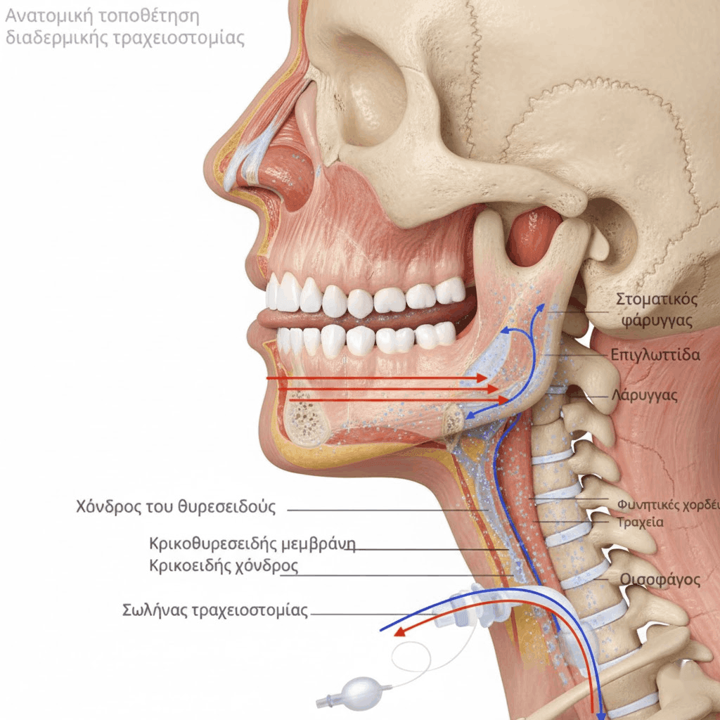 Anatomical placement of a percutaneous tracheostomy
