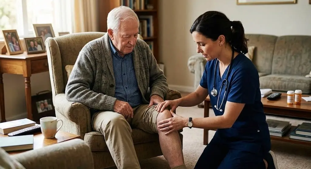 Doctor examining patient's knee